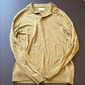 Stitch Note Olive Knit Long Sleeve Polo